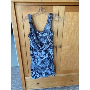 Express gray and pink floral sleeveless dress size 4. 32.5" long